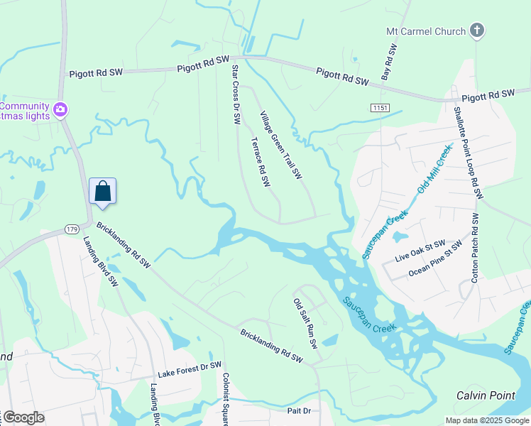 map of restaurants, bars, coffee shops, grocery stores, and more near 1684 Star Cross Drive Southwest in Shallotte