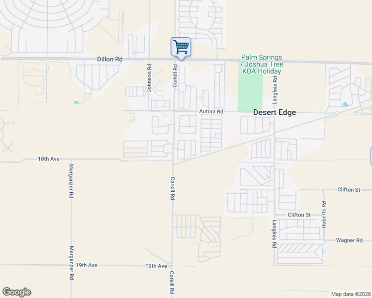 map of restaurants, bars, coffee shops, grocery stores, and more near 17850 Corkill Road in Desert Hot Springs