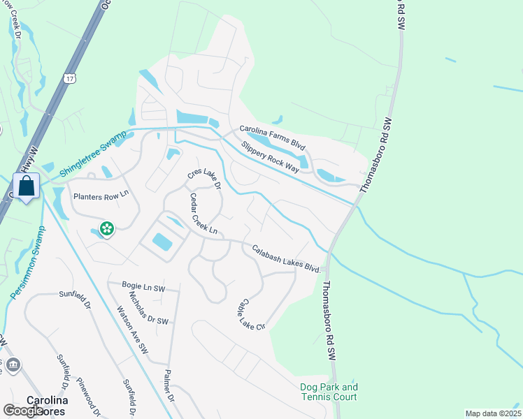 map of restaurants, bars, coffee shops, grocery stores, and more near 872 Carolina Street Southwest in Calabash