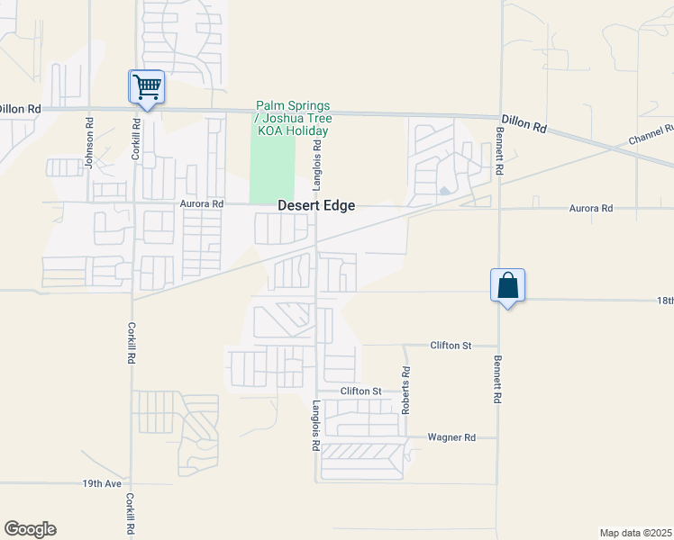 map of restaurants, bars, coffee shops, grocery stores, and more near 17800 Langlois Road in Desert Hot Springs