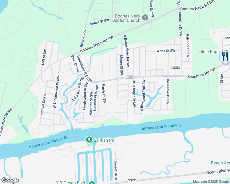 map of restaurants, bars, coffee shops, grocery stores, and more near 2945 Fort St SW in Brunswick