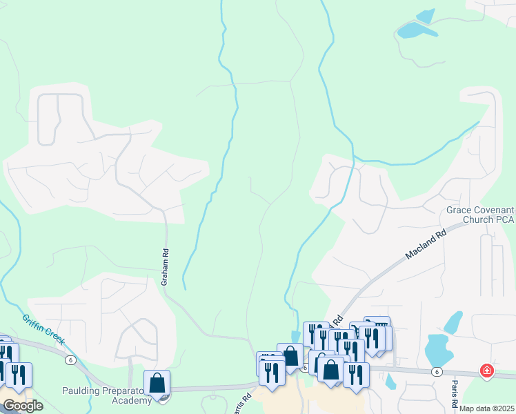 map of restaurants, bars, coffee shops, grocery stores, and more near 633 Coach Bobby Dodd Road in Dallas