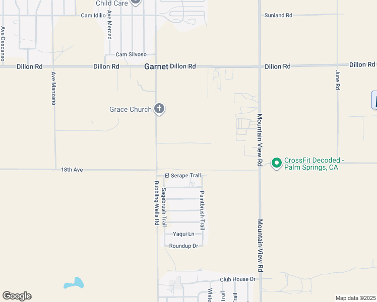 map of restaurants, bars, coffee shops, grocery stores, and more near 17750 Bubbling Wells Road in Desert Hot Springs