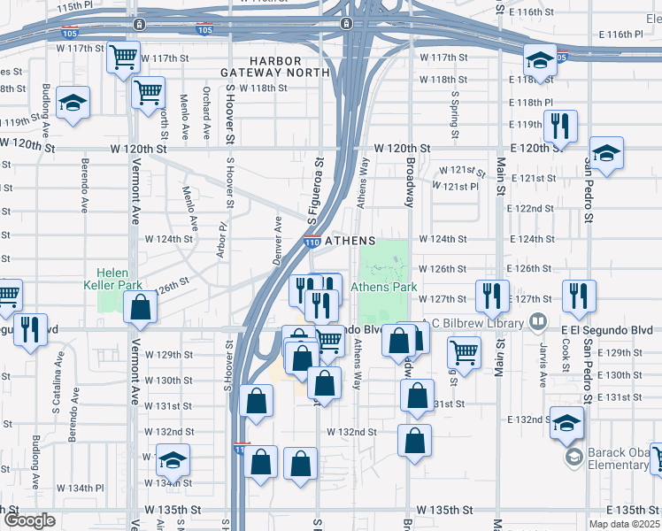 map of restaurants, bars, coffee shops, grocery stores, and more near 446 Laconia Boulevard in Los Angeles