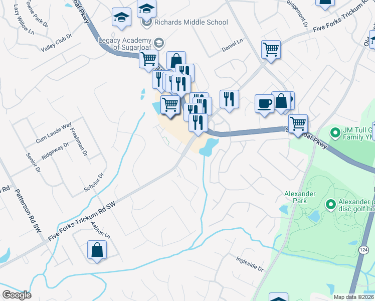 map of restaurants, bars, coffee shops, grocery stores, and more near in Gwinnett County