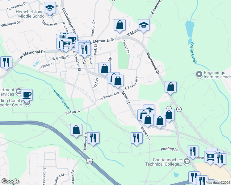 map of restaurants, bars, coffee shops, grocery stores, and more near in Dallas