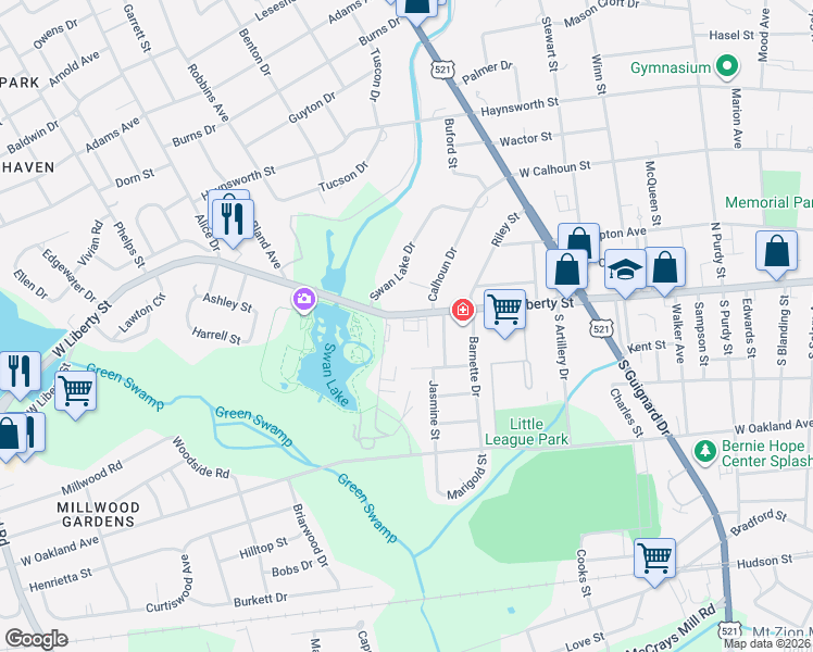 map of restaurants, bars, coffee shops, grocery stores, and more near 28776 West Liberty Street in Sumter