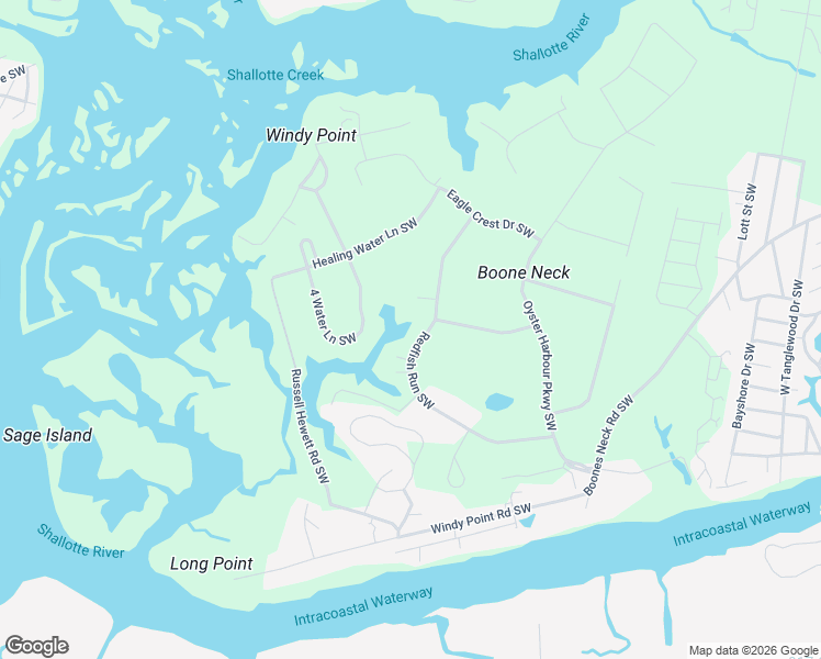 map of restaurants, bars, coffee shops, grocery stores, and more near 1905 Redfish Run SW in Brunswick