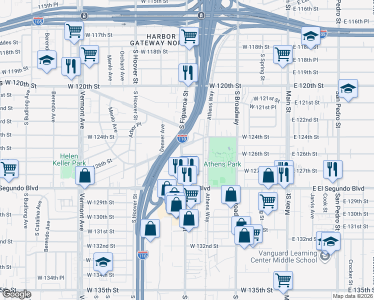 map of restaurants, bars, coffee shops, grocery stores, and more near 446 Laconia Boulevard in Los Angeles