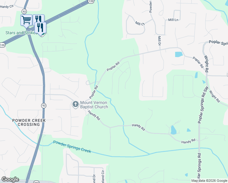 map of restaurants, bars, coffee shops, grocery stores, and more near 138 Poplar Road in Dallas