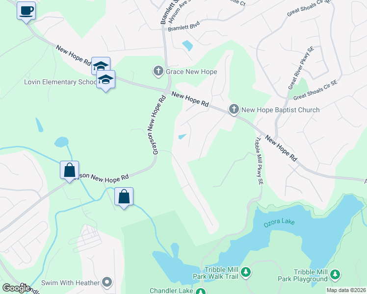 map of restaurants, bars, coffee shops, grocery stores, and more near 1945 Grayson Oaks Court in Lawrenceville