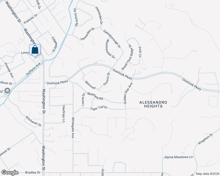map of restaurants, bars, coffee shops, grocery stores, and more near 1343 Rimroad in Riverside