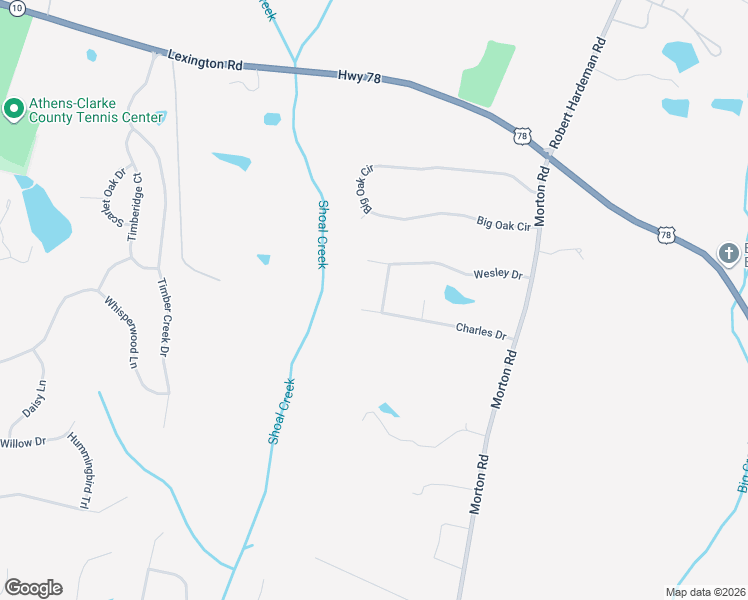 map of restaurants, bars, coffee shops, grocery stores, and more near 240 Morris Way in Athens
