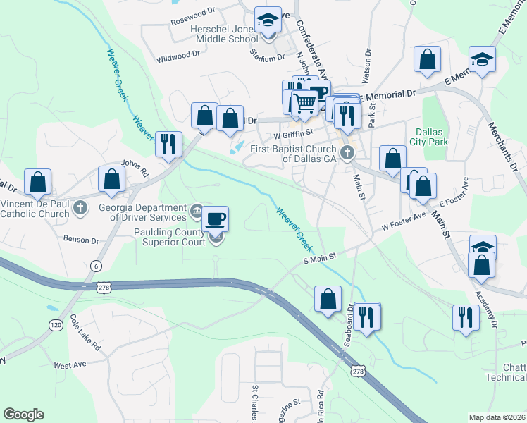 map of restaurants, bars, coffee shops, grocery stores, and more near 390 Bethel Avenue in Dallas
