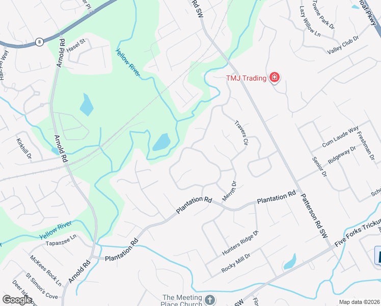 map of restaurants, bars, coffee shops, grocery stores, and more near 400 Congress Parkway in Lawrenceville