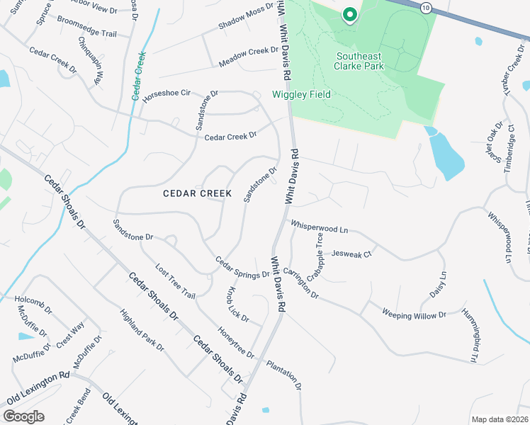 map of restaurants, bars, coffee shops, grocery stores, and more near 720 Whit Davis Road in Athens