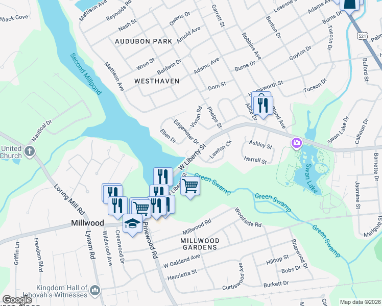 map of restaurants, bars, coffee shops, grocery stores, and more near 958 West Liberty Street in Sumter