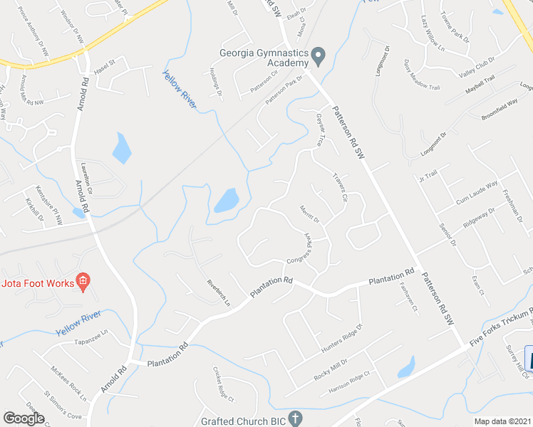 map of restaurants, bars, coffee shops, grocery stores, and more near 400 Congress Parkway in Lawrenceville