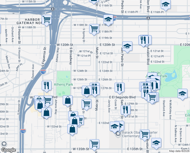 map of restaurants, bars, coffee shops, grocery stores, and more near in Los Angeles