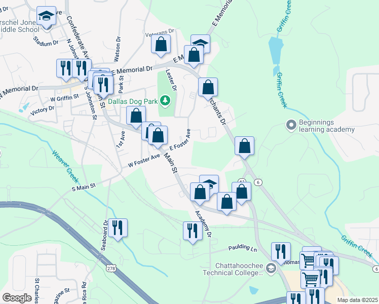 map of restaurants, bars, coffee shops, grocery stores, and more near 318 East Foster Avenue in Dallas