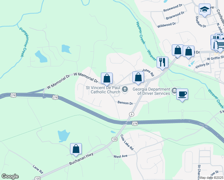 map of restaurants, bars, coffee shops, grocery stores, and more near 700 West Memorial Drive in Dallas