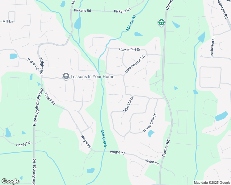 map of restaurants, bars, coffee shops, grocery stores, and more near 5414 Amity Drive in Powder Springs