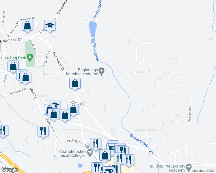 map of restaurants, bars, coffee shops, grocery stores, and more near 232 Brookside Drive in Dallas