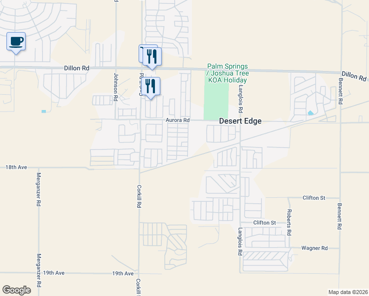 map of restaurants, bars, coffee shops, grocery stores, and more near in Desert Hot Springs