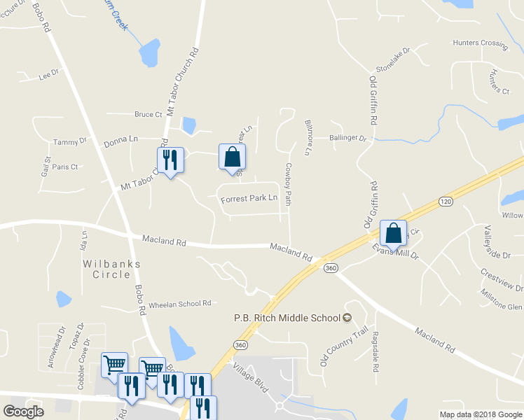 map of restaurants, bars, coffee shops, grocery stores, and more near 98 Forrest Hills Drive in Dallas