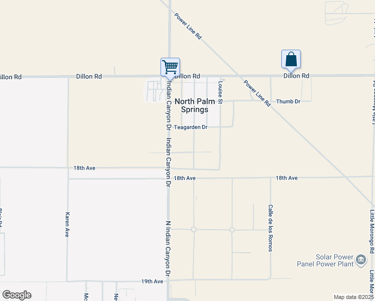 map of restaurants, bars, coffee shops, grocery stores, and more near Tripepi Street in NO PALM SPRINGS