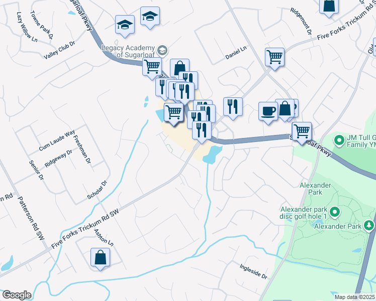 map of restaurants, bars, coffee shops, grocery stores, and more near in Gwinnett County