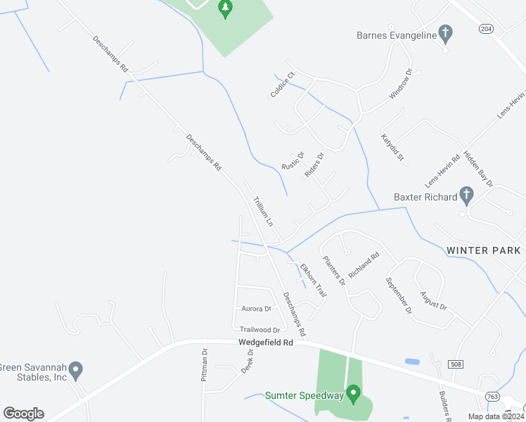 map of restaurants, bars, coffee shops, grocery stores, and more near 255 Trillium Lane in Sumter