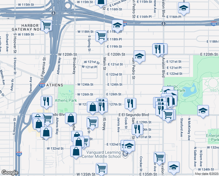 map of restaurants, bars, coffee shops, grocery stores, and more near in Los Angeles