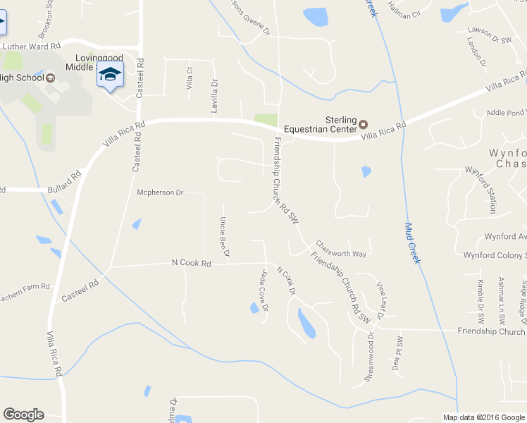 map of restaurants, bars, coffee shops, grocery stores, and more near 1408 Friendship Church Lane in Powder Springs