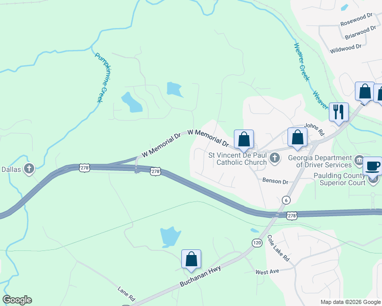 map of restaurants, bars, coffee shops, grocery stores, and more near 112 Auburn Park in Dallas