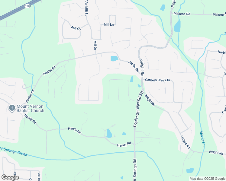 map of restaurants, bars, coffee shops, grocery stores, and more near 275 Puryear Path in Hiram