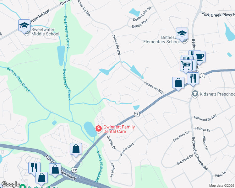 map of restaurants, bars, coffee shops, grocery stores, and more near 444 Laurel Springs Ct in Lawrenceville