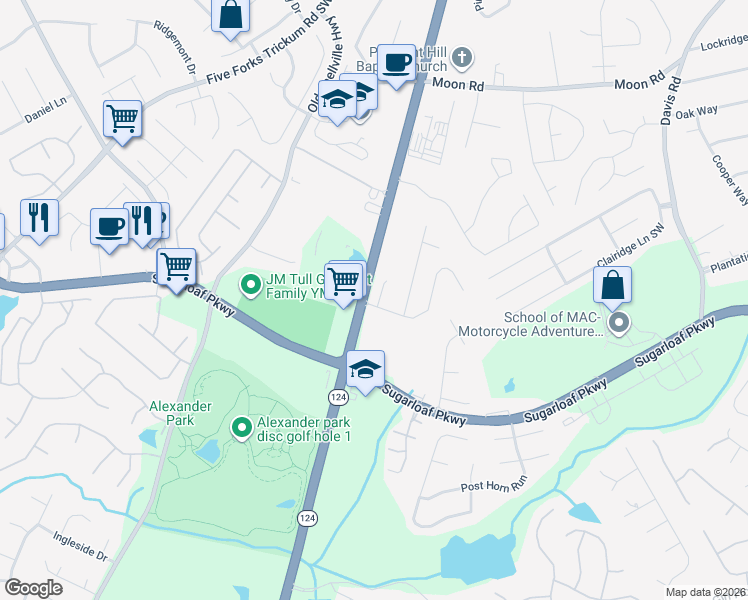map of restaurants, bars, coffee shops, grocery stores, and more near 851 Scenic Park Court in Lawrenceville