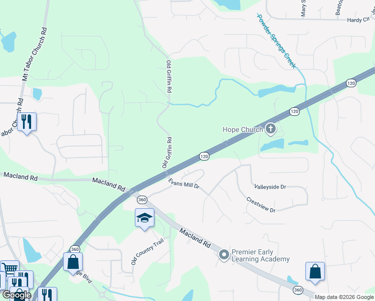 map of restaurants, bars, coffee shops, grocery stores, and more near 1577 Charles Hardy Parkway in Dallas