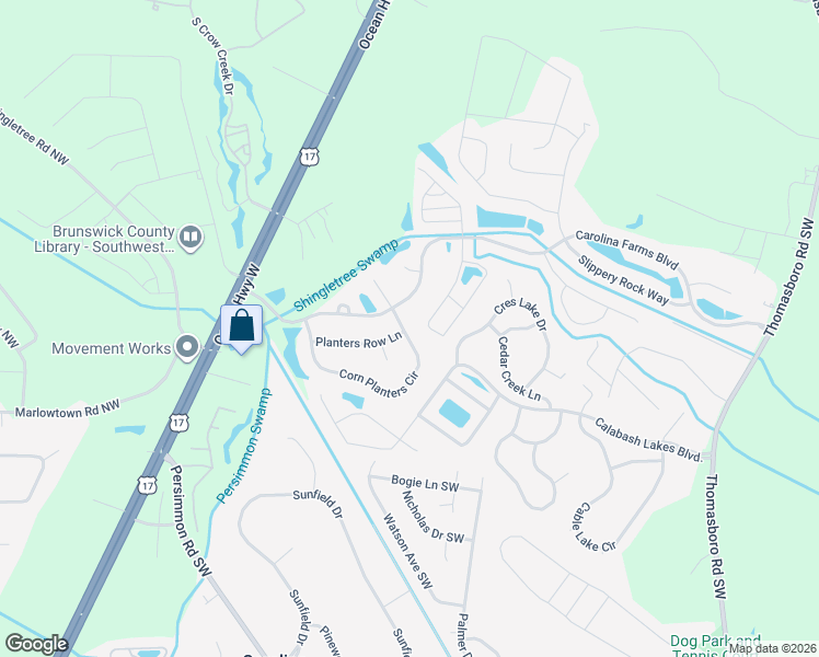 map of restaurants, bars, coffee shops, grocery stores, and more near 935 Corn Planters Circle in Calabash