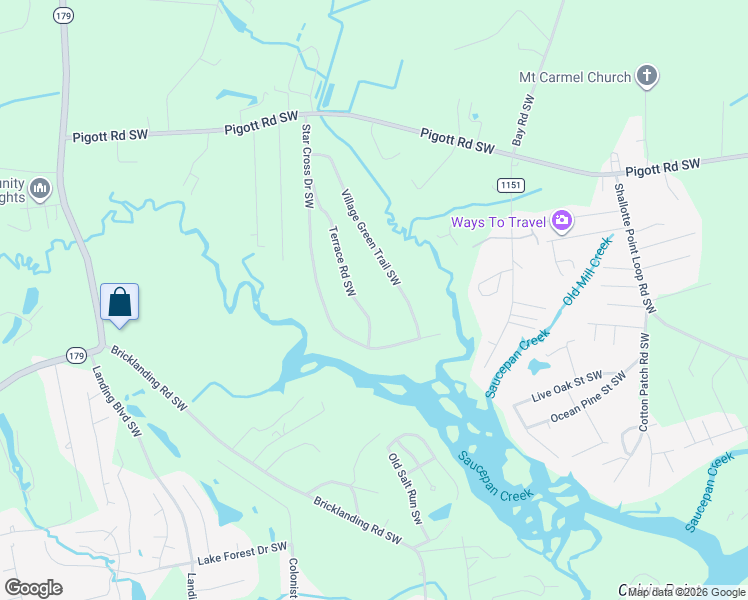 map of restaurants, bars, coffee shops, grocery stores, and more near 4532 Breakers Trace Court in Shallotte