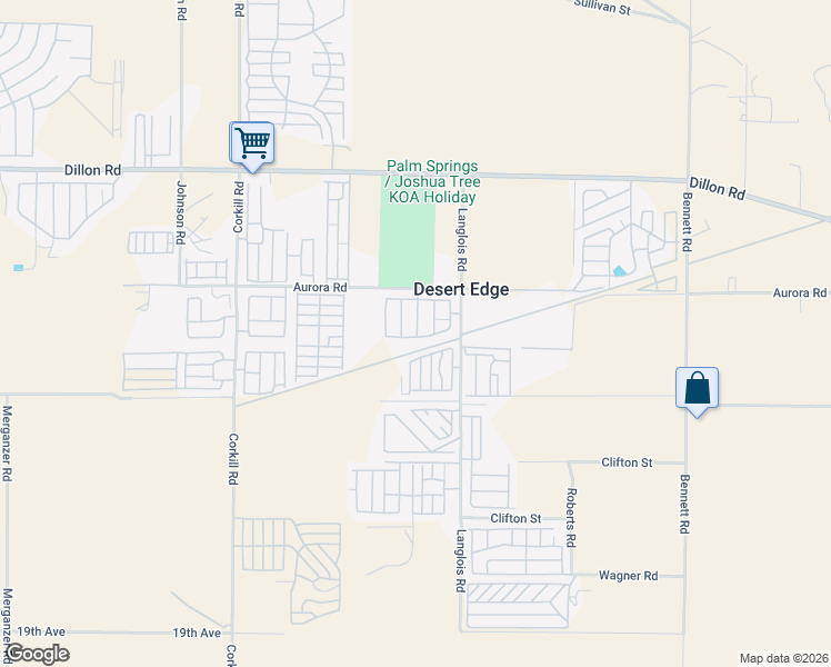 map of restaurants, bars, coffee shops, grocery stores, and more near Office Avenue in Desert Hot Springs
