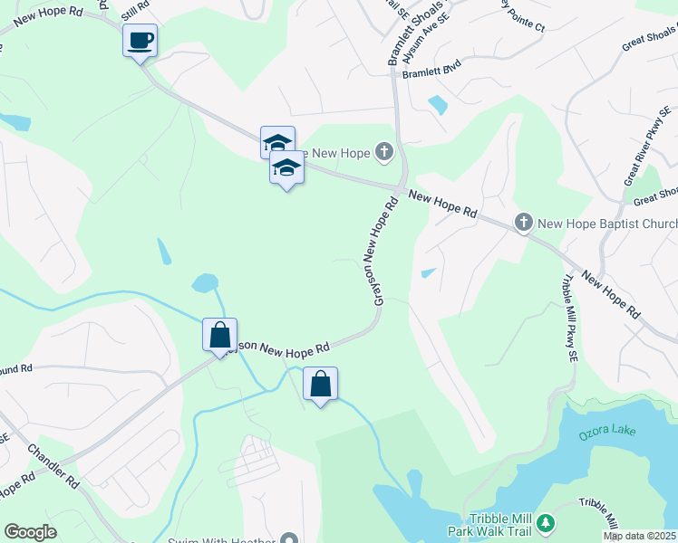 map of restaurants, bars, coffee shops, grocery stores, and more near 928 Grayson New Hope Road in Lawrenceville
