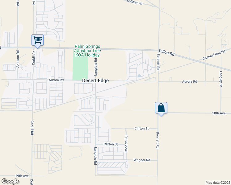 map of restaurants, bars, coffee shops, grocery stores, and more near 70640 Longyear Road in Desert Hot Springs