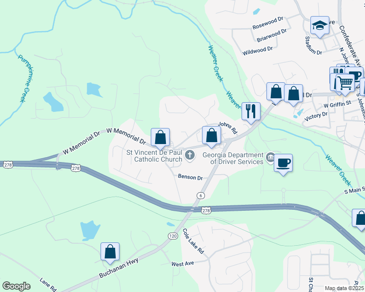map of restaurants, bars, coffee shops, grocery stores, and more near 700 West Memorial Drive in Dallas