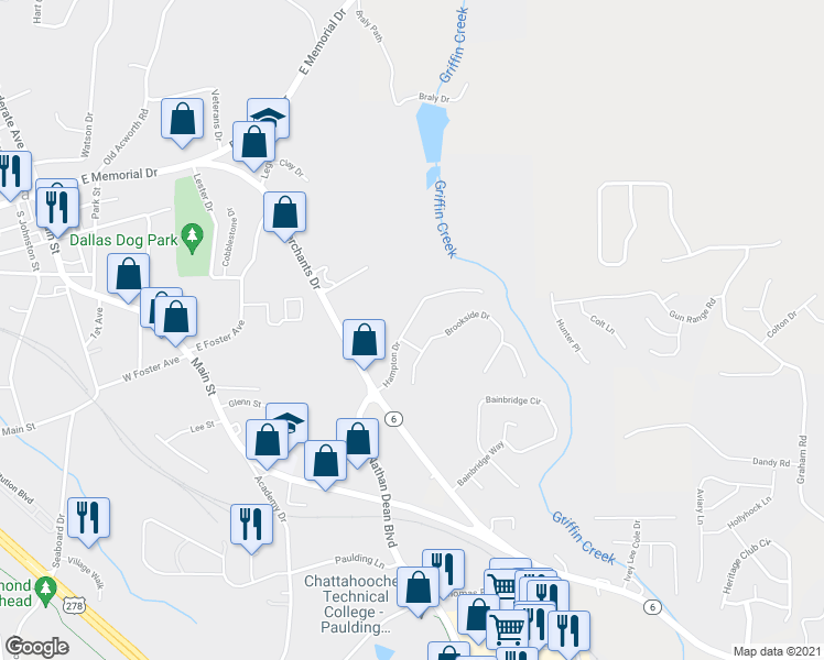map of restaurants, bars, coffee shops, grocery stores, and more near 202 Hampton Drive in Dallas