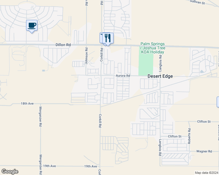 map of restaurants, bars, coffee shops, grocery stores, and more near in Desert Hot Springs