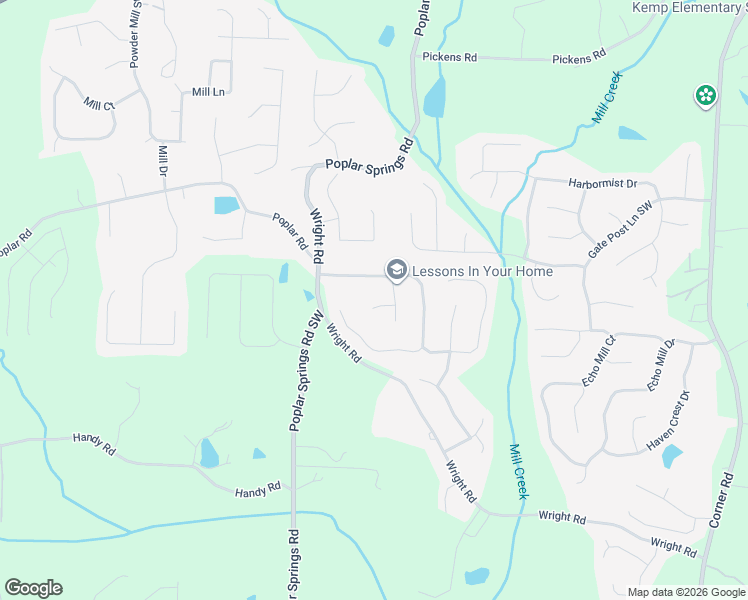 map of restaurants, bars, coffee shops, grocery stores, and more near 5656 Westhorpe Lane Southwest in Hiram