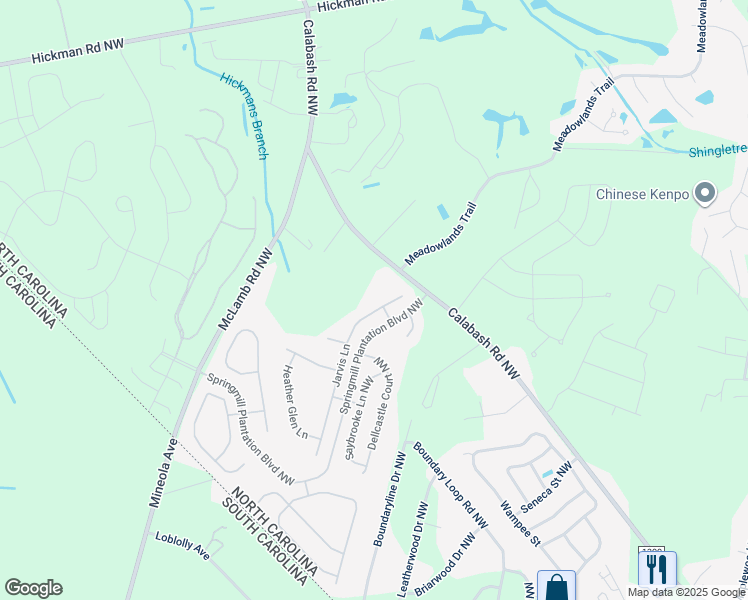 map of restaurants, bars, coffee shops, grocery stores, and more near 2020 Jarvis Lane in Calabash