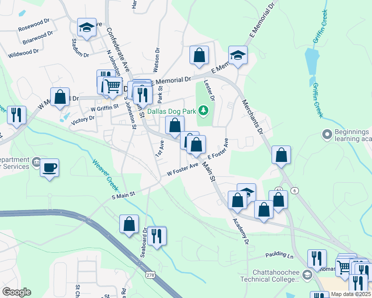 map of restaurants, bars, coffee shops, grocery stores, and more near 303 Hardee Street in Dallas